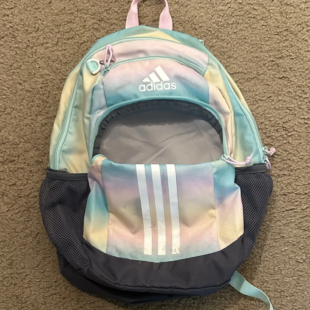 adidas Womens Backpack Pastel Tie Dye School Travel Bag Pink Mint OS - Picture 4 of 6